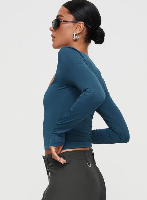 Back In Time Long Sleeve Top Navy Product Image