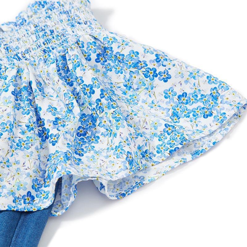 Denim Dress With Patchwork Floral Product Image