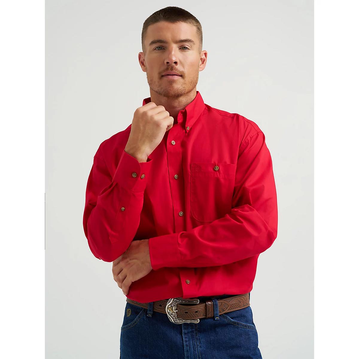 Men's George Strait & Wrangler® National Patriot™ Button Down Solid Shirt Product Image