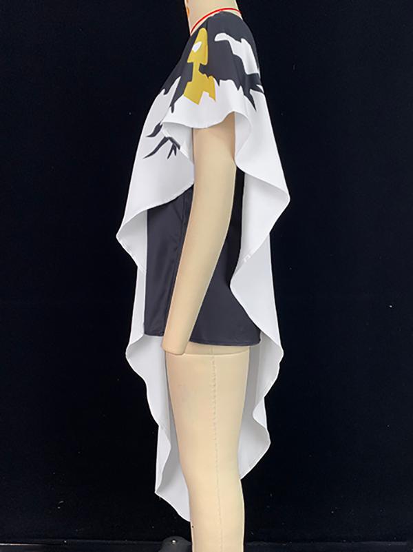 Loose Sleeveless Asymmetric Flower Print One-Shoulder Blouses&Shirts Tops Product Image