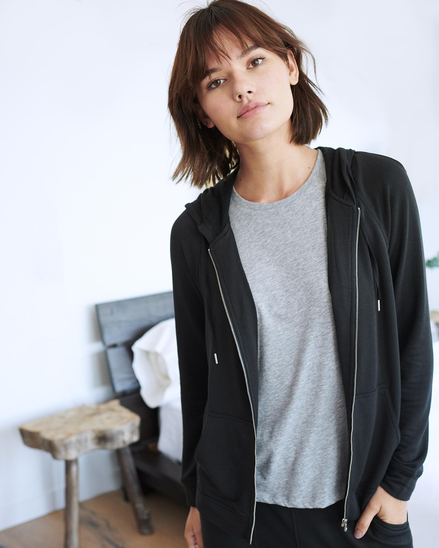 Quince | Women's SuperSoft Fleece Zip Up Hoodie Jacket Size XS, Lenzing Modal Product Image