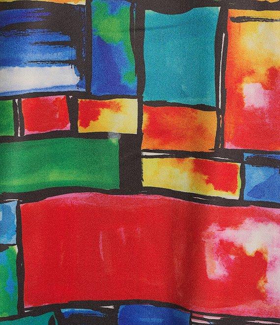 Ali Miles Petite Size Reversible Mesh Knit Round Neck 3/4 Sleeve Hi-Low Hem Tunic Product Image