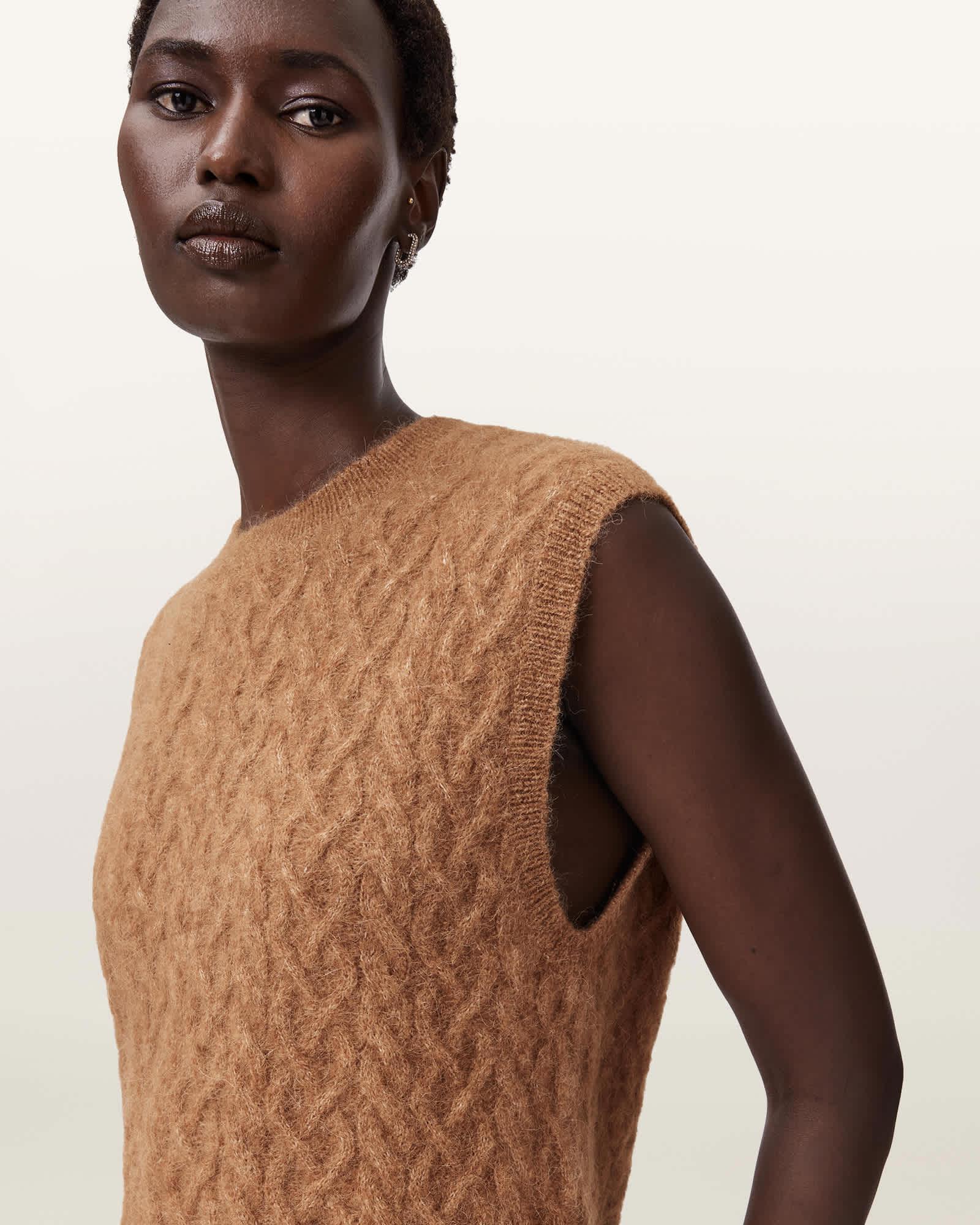 Sirius Cable Tank RATTAN BROWN | ALLSAINTS US Product Image