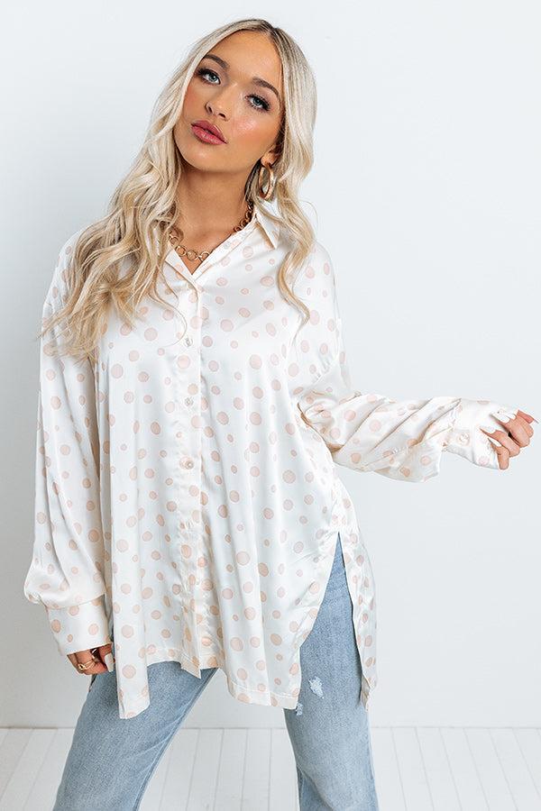 Busy In The City Polka Dot Top in Cream Product Image
