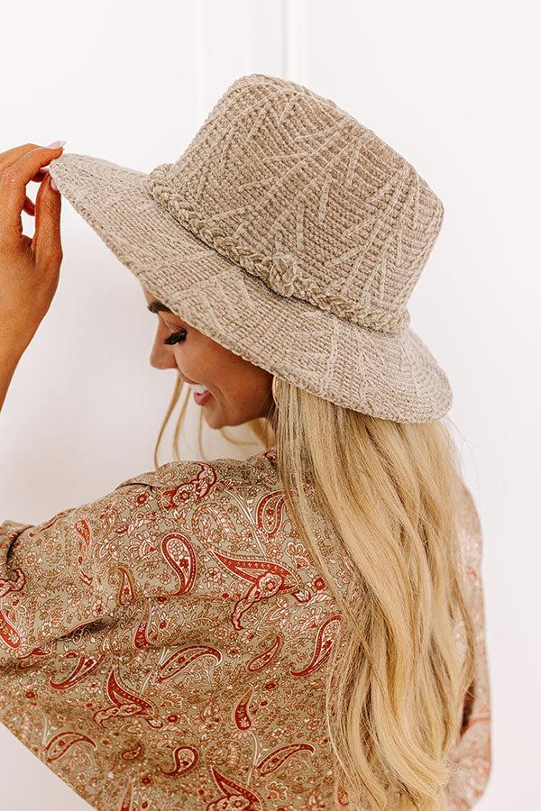 Fall Dreaming Chenille Woven Fedora in Taupe Product Image