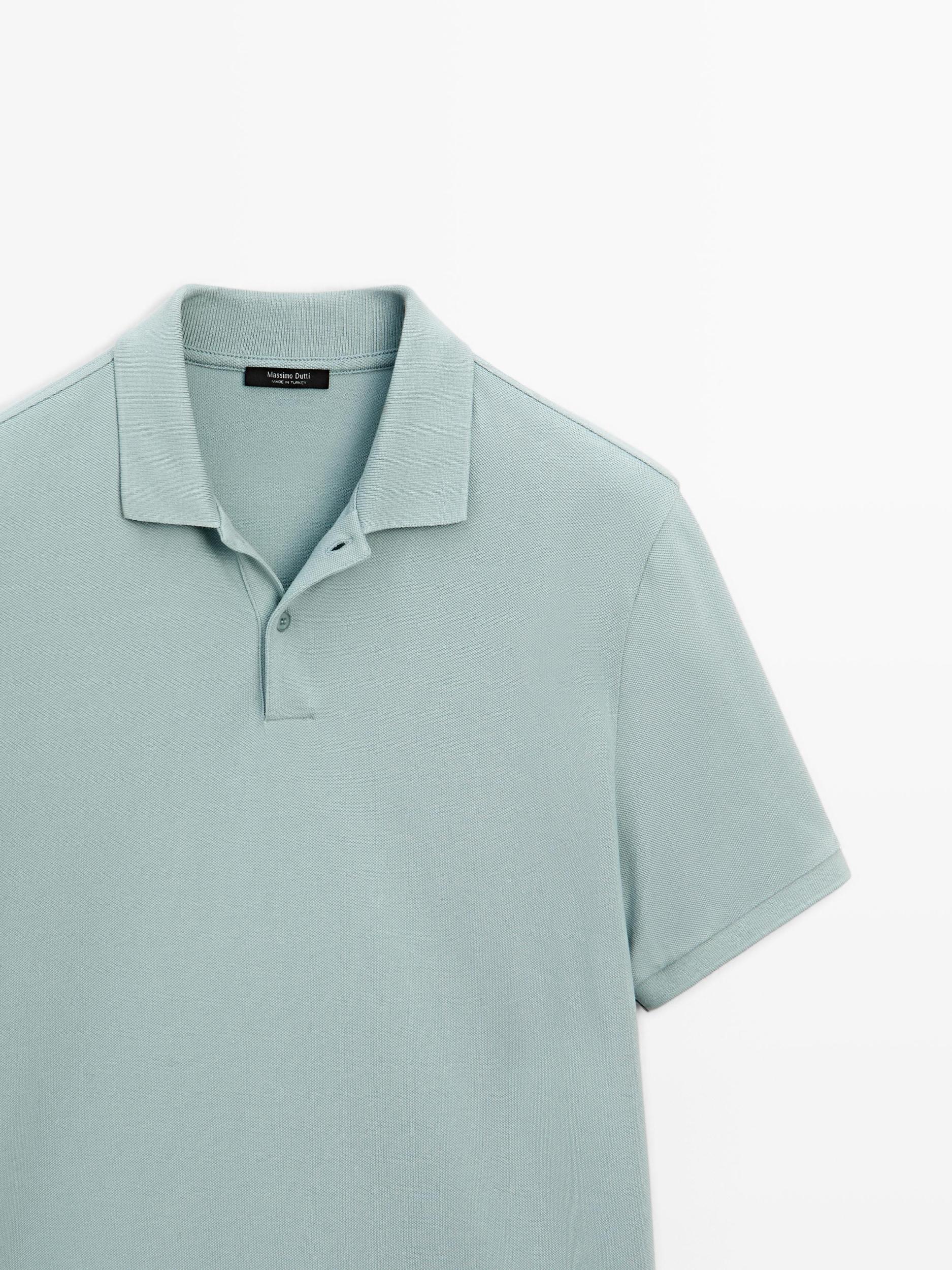 Micro textured piqué cotton polo shirt Product Image