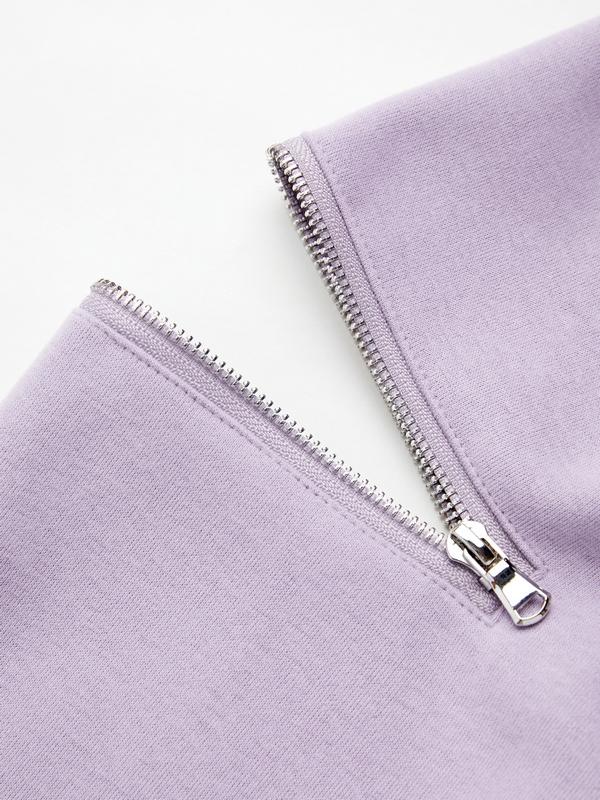 Solid Color Zip Up Sleeve Sweatshirt Product Image
