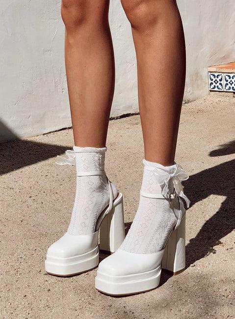 Alto Platform Heels Matte White Product Image