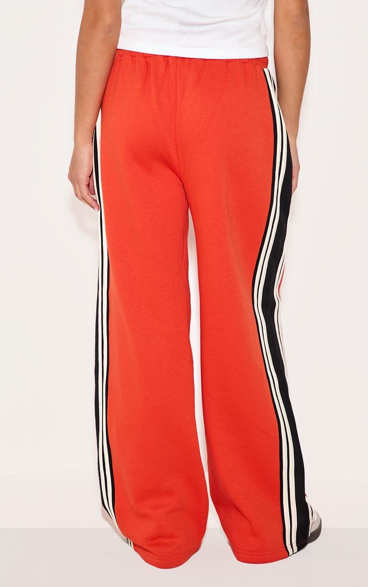  Red Contrast Stripe Detail Wide Leg Sweatpants Product Image