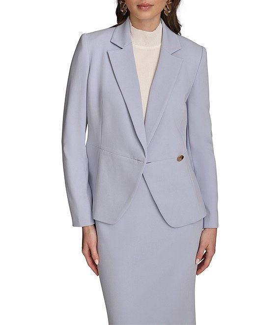 Donna Karan Cady Crepe Notch Lapel Long Sleeve Side Button Peplum Blazer Product Image