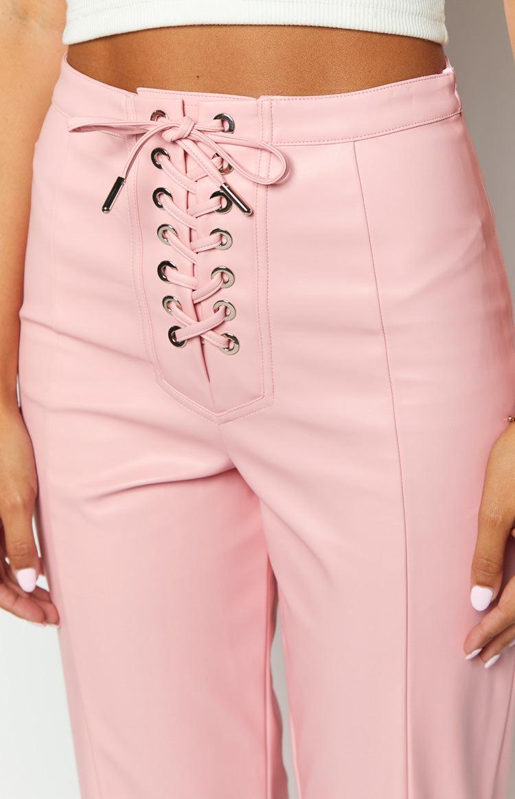 Elevate Pink PU Leather Pants Baby Product Image