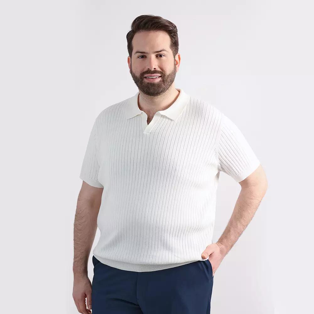 Big & Tall Haggar® Men's Johnny Collar Slim Fit Ribbed Sweater,  Product Image