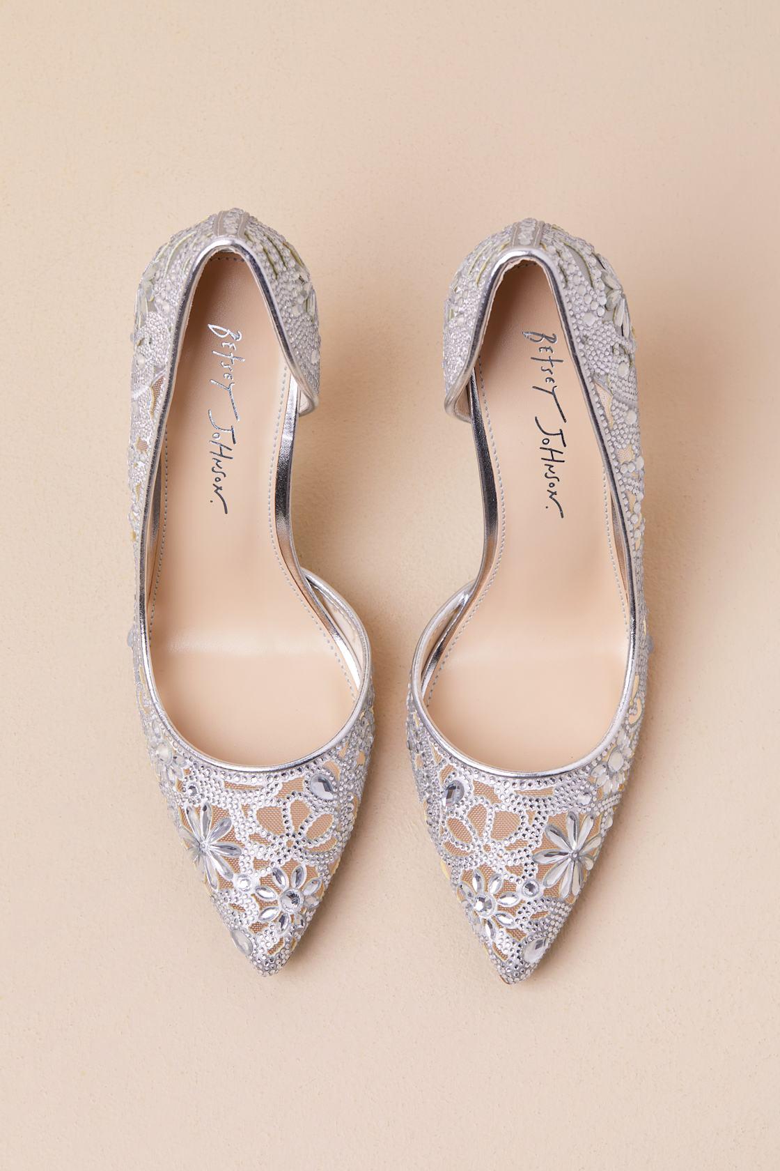SB-Chic Silver Rhinestone Pointed-Toe D'Orsay Pumps Product Image