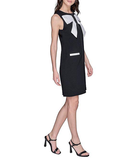 KARL LAGERFELD PARIS Bow Front Scuba Crepe Sheath Dress Product Image