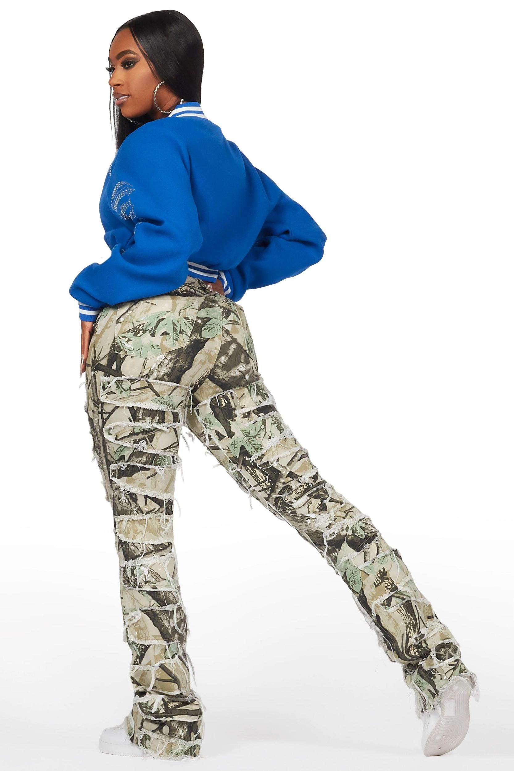 Zariyah Tree Camo Stacked Flare Jean Female Product Image