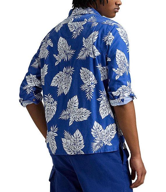 Polo Ralph Lauren Classic Fit Monstera-Print Oxford Long Sleeve Woven Camp Shirt Product Image