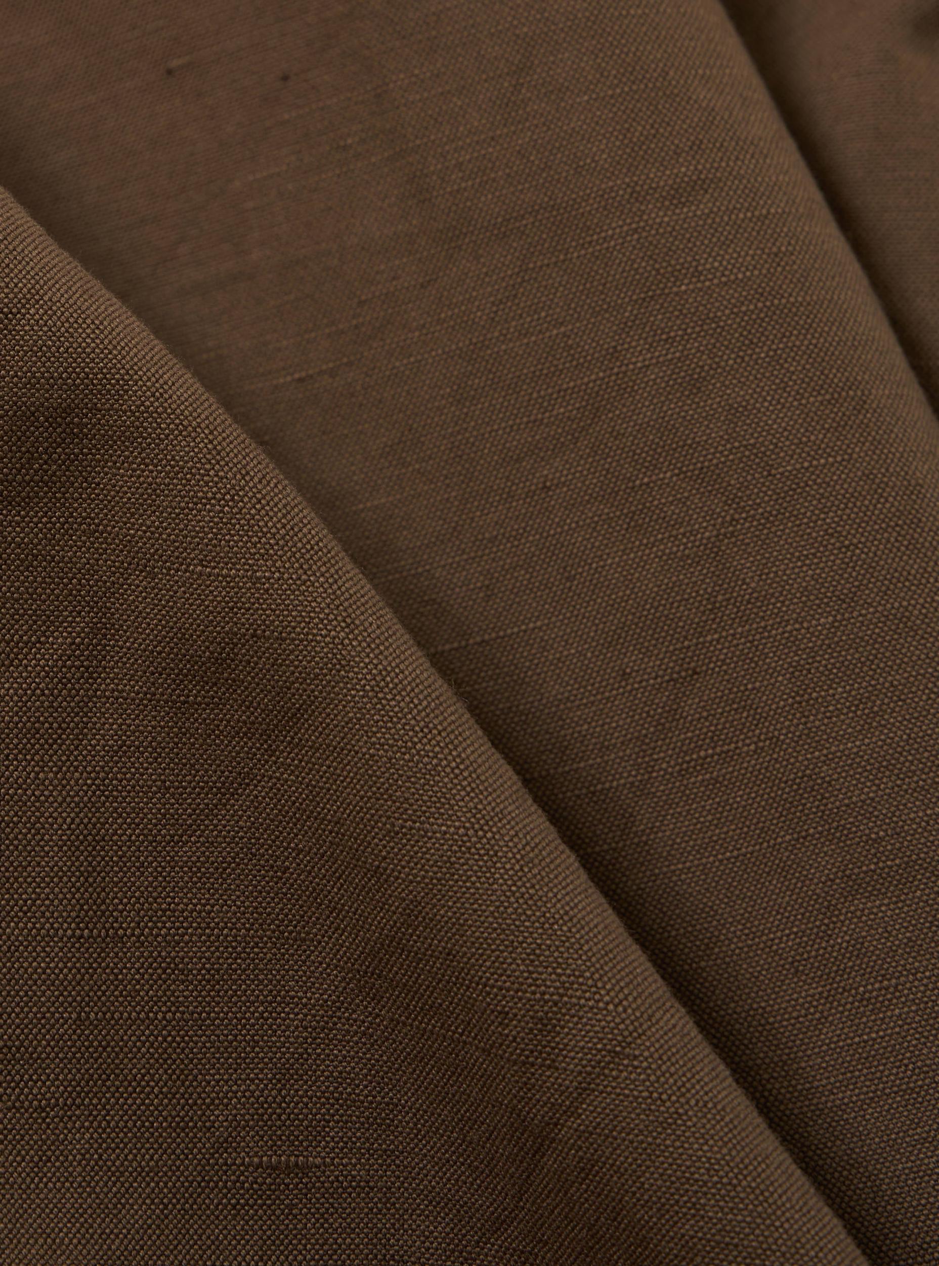 Universal Works Three Button Jacket in Khaki Linen Slub Weave Product Image