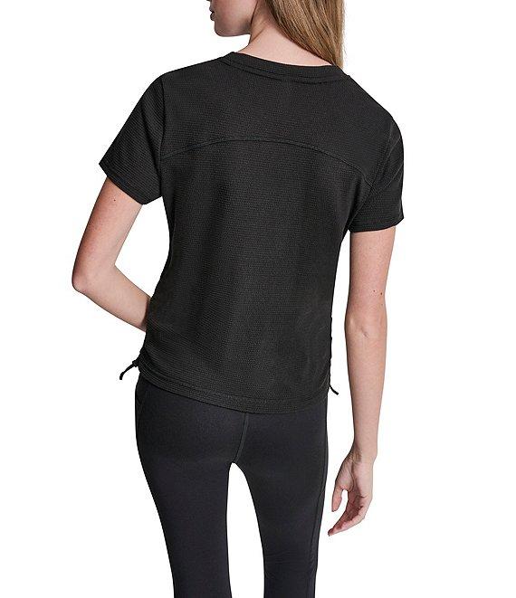 DKNY Sport By Donna Karan Overtime Mesh Crew Neck Short Sleeve Bungee Ruched Tee Product Image