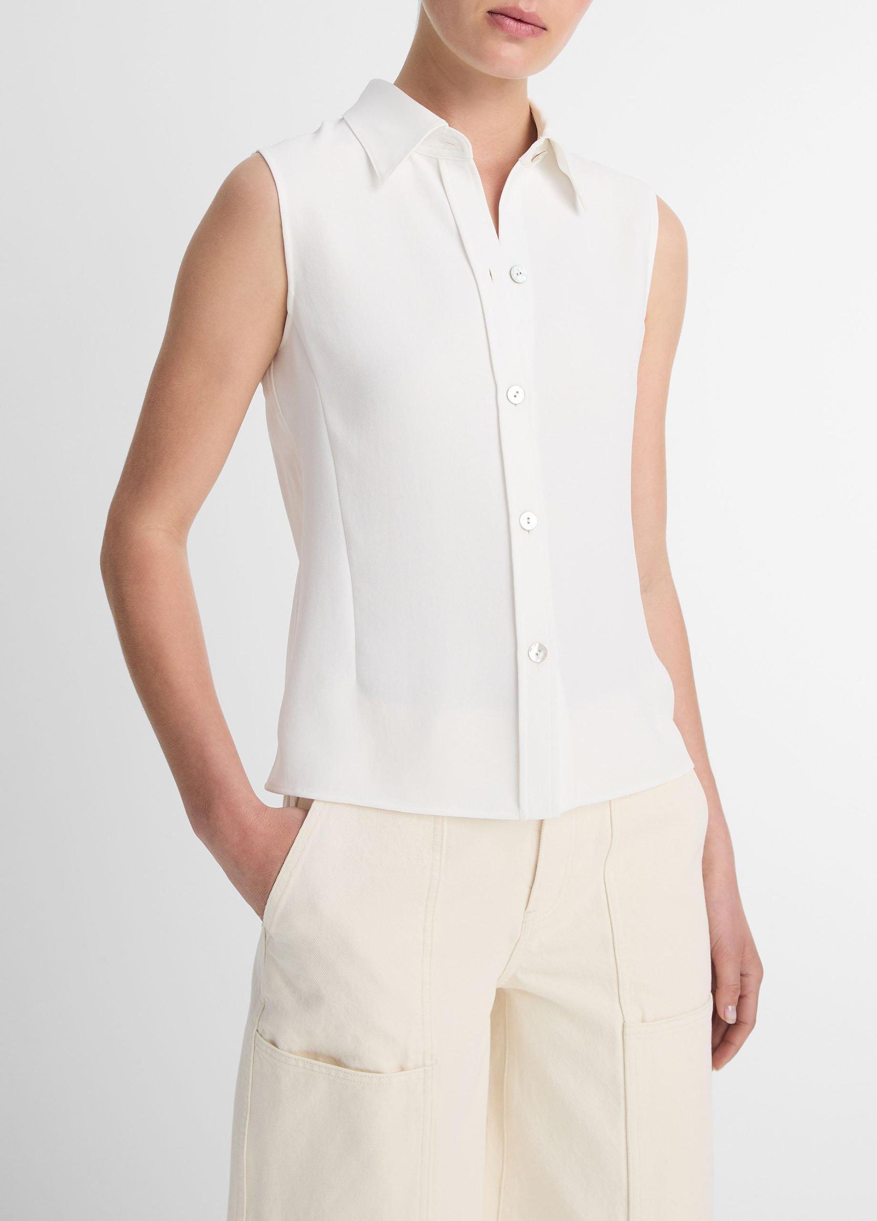 Sleeveless Button-Front Shirt Product Image