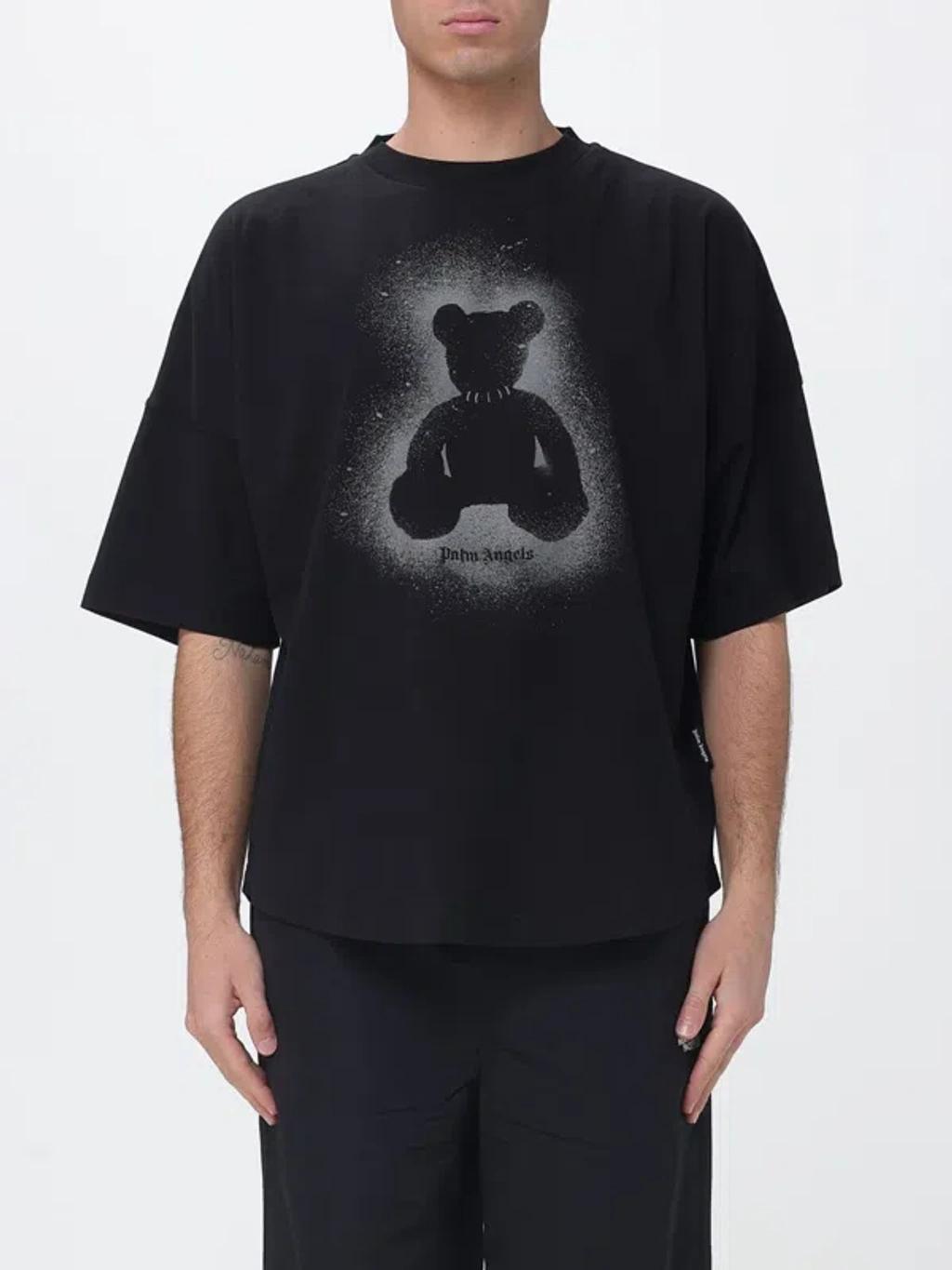 PALM ANGELS Spray Bear Graphic T-shirt In Black Product Image