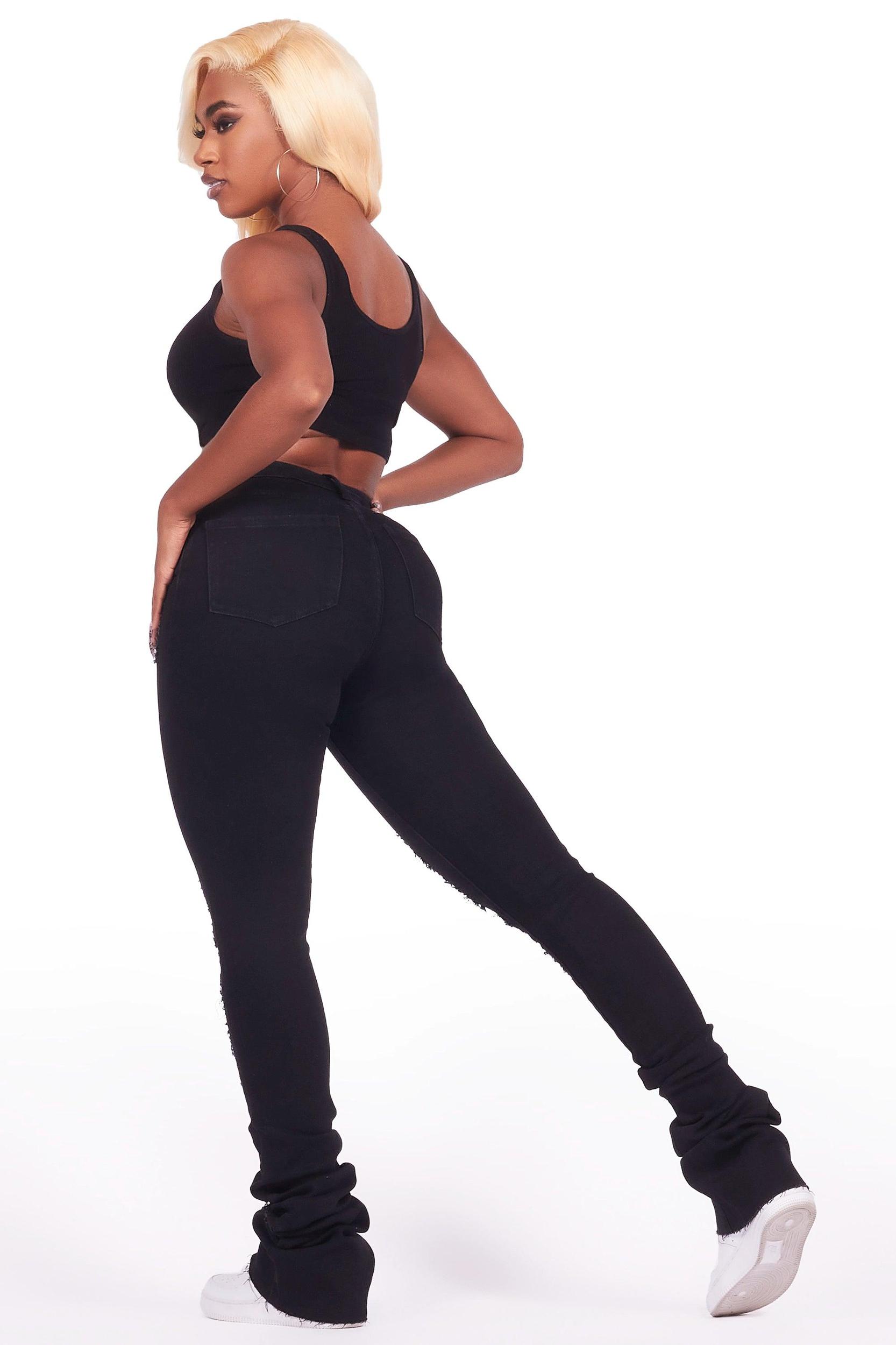 Got A Crush Black Distressed Super Stacked Jean Female Product Image