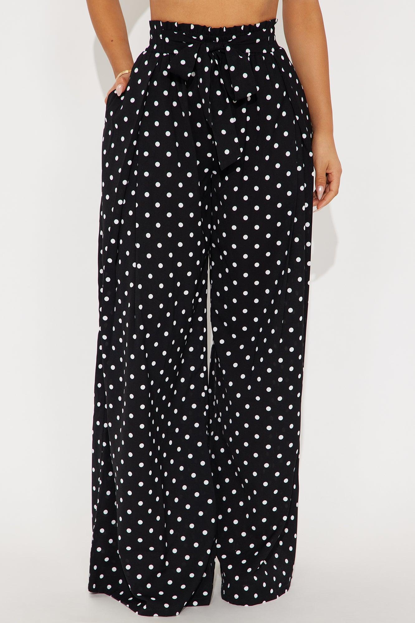 Ella Polka Dot Wide Leg Pant - Black/White Product Image