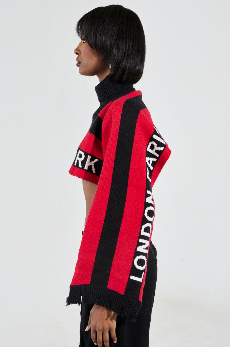 NEW YORK ULTRA CROP SWEATER IN RED MULTI Product Image