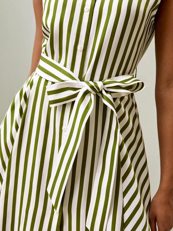 Silk Striped Sleeveless Dress Product Image