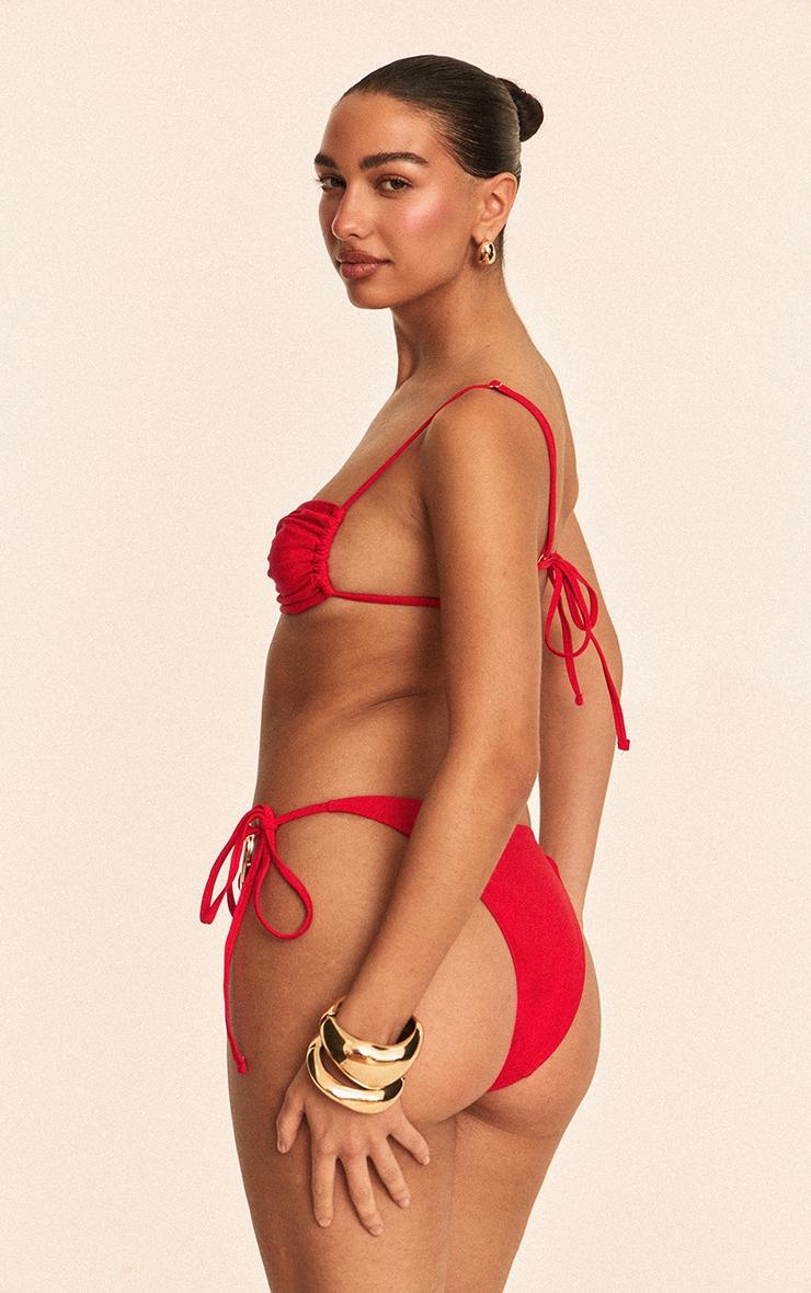 Red O Ring Trim Tie Side Bikini Bottoms Product Image