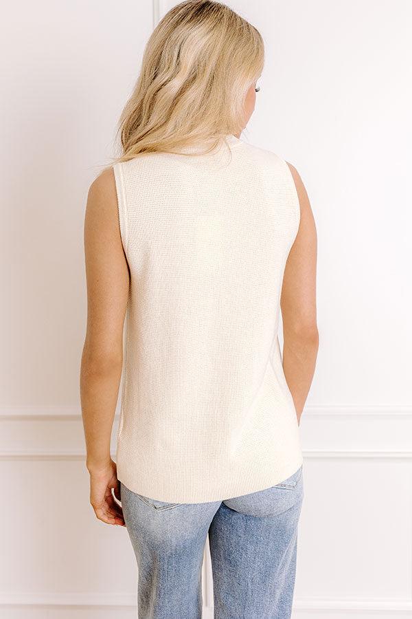 Social Club Knit Vest Top in Cream Product Image