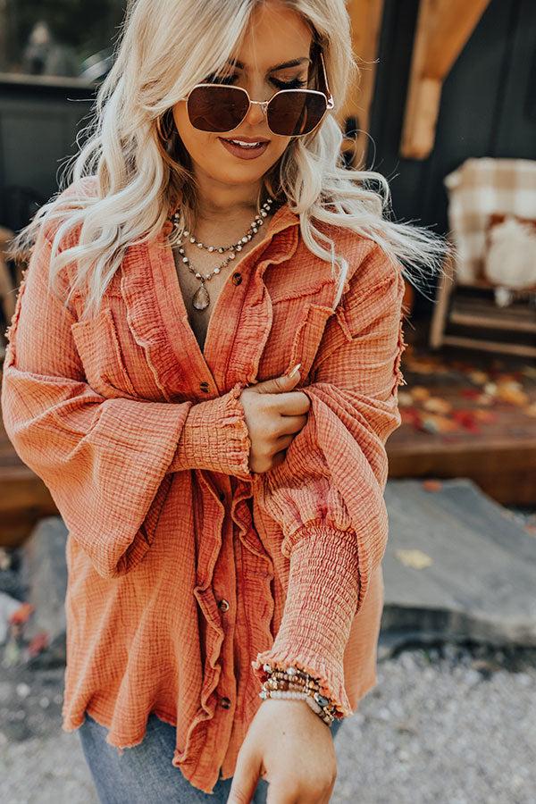 Autumn Brunch Button Up In Pumpkin Curves Product Image