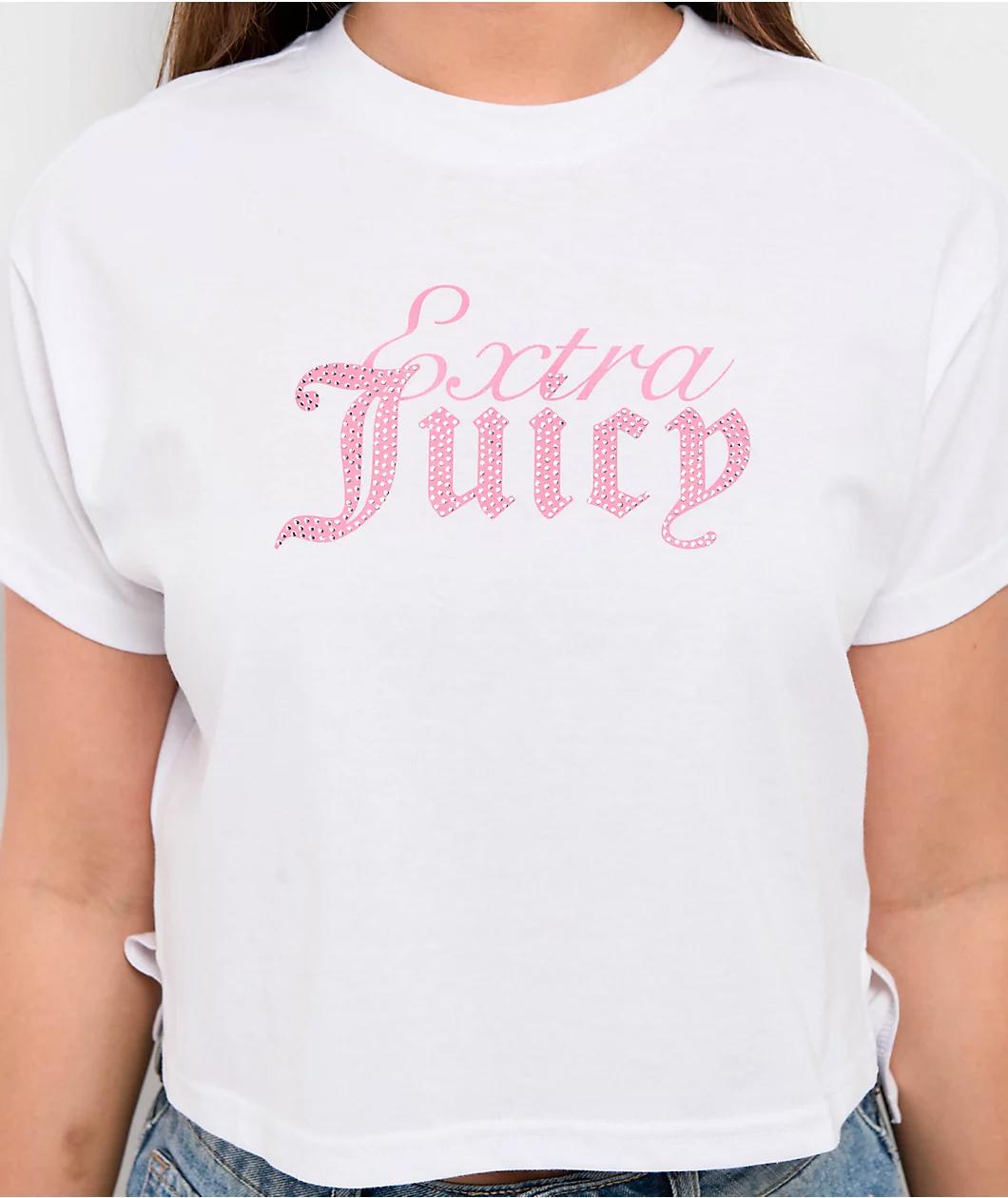 Juicy Couture Extra Juicy White Crop T-Shirt Product Image
