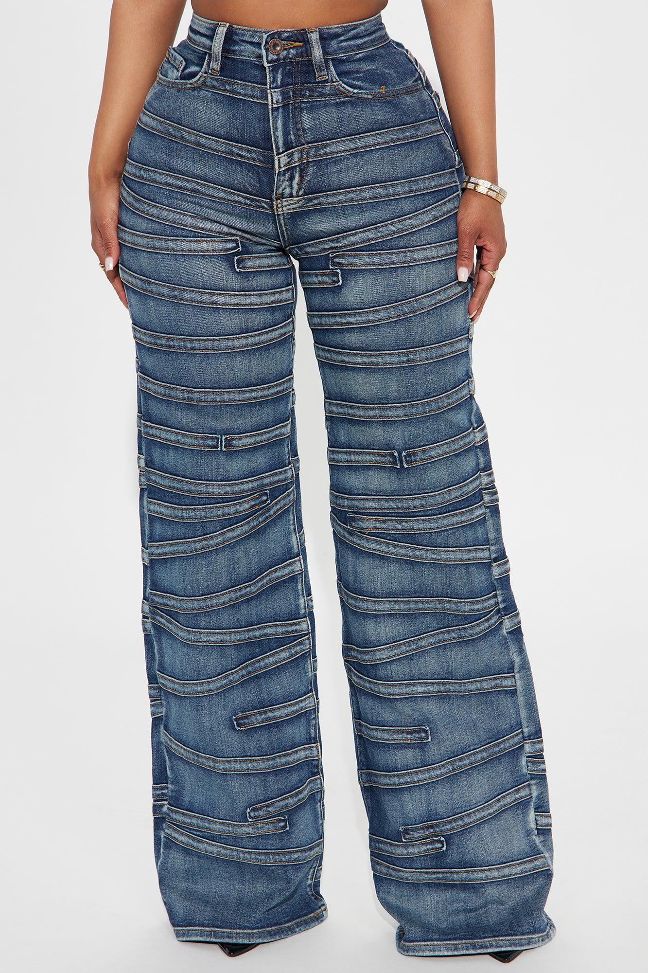 Seams Natural Wide Leg Jeans - Dark Wash Female Product Image