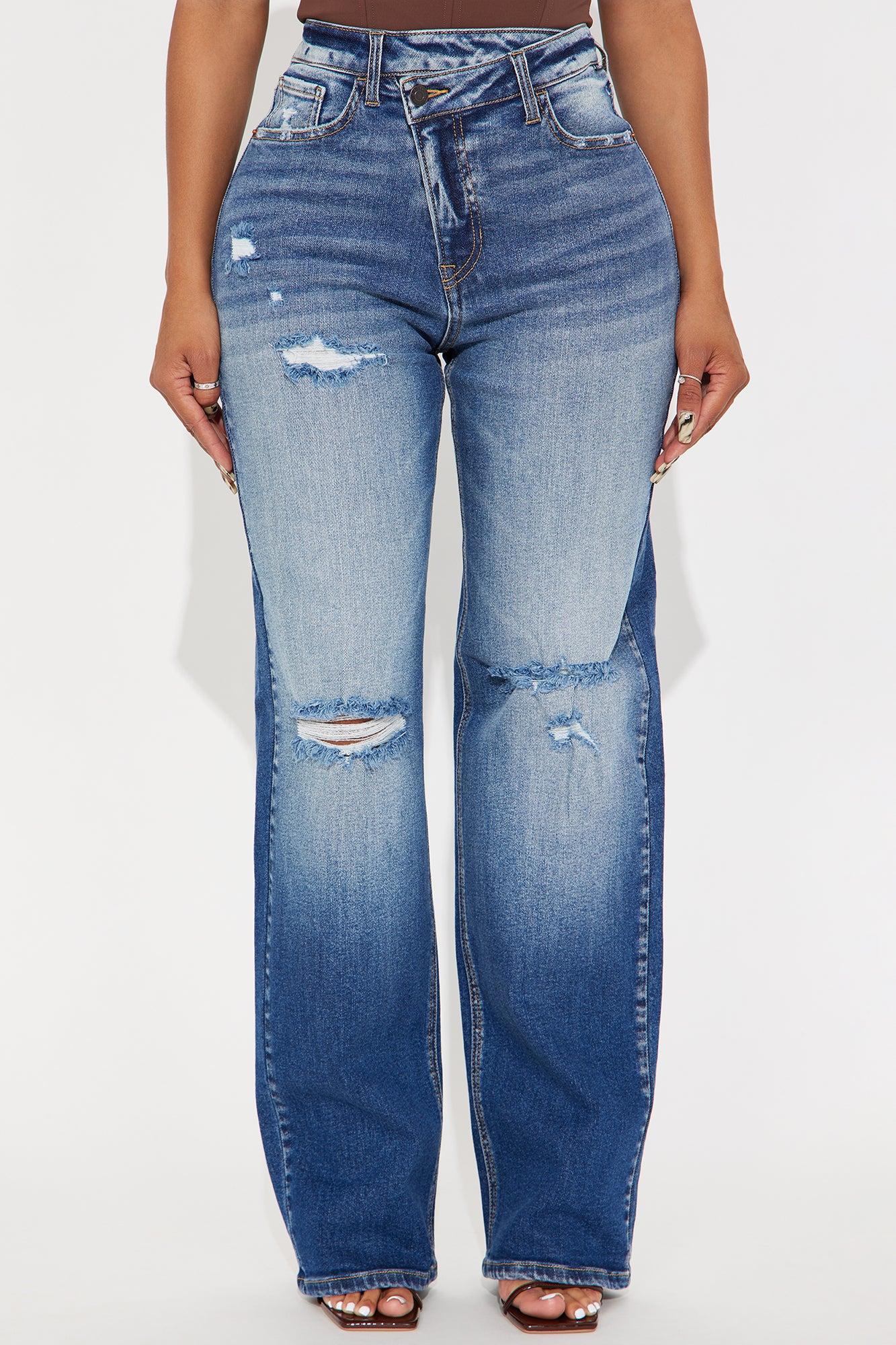 Simply Iconic Crossover Straight Leg Jeans - Dark Wash Product Image
