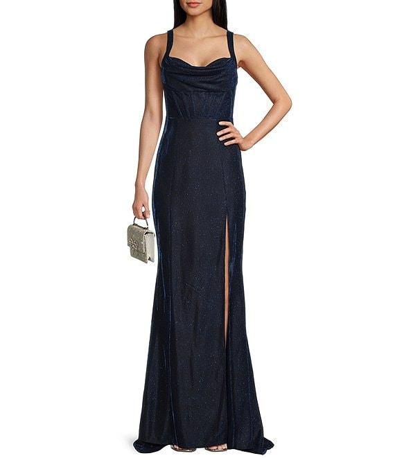 B. Darlin Sweetheart Neck Sleeveless Slit Long Dress Product Image