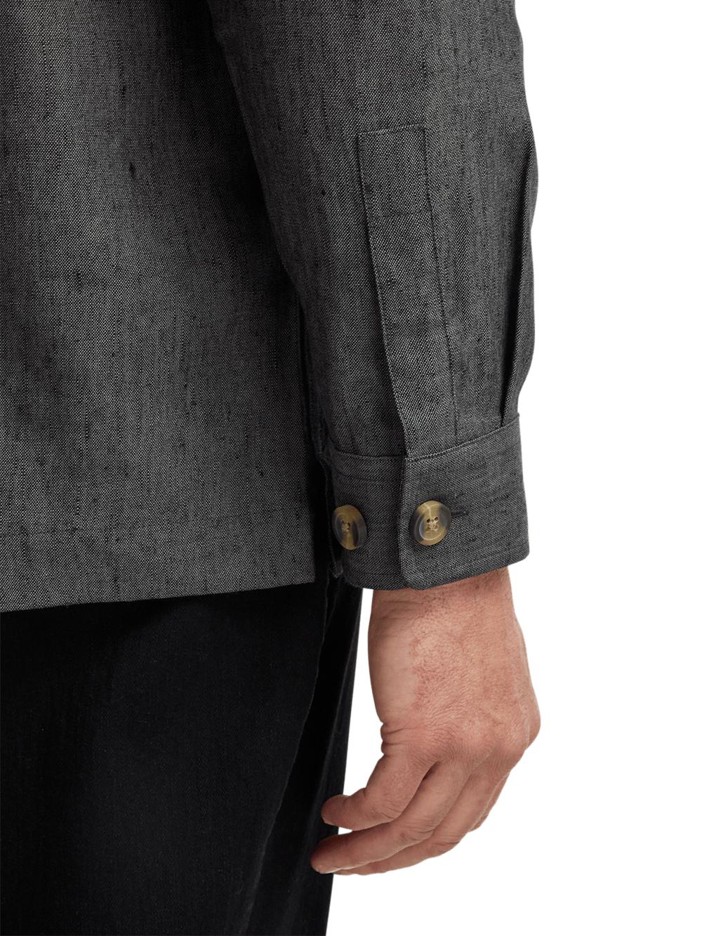 Linen Blend Solid Overshirt - Charcoal Product Image