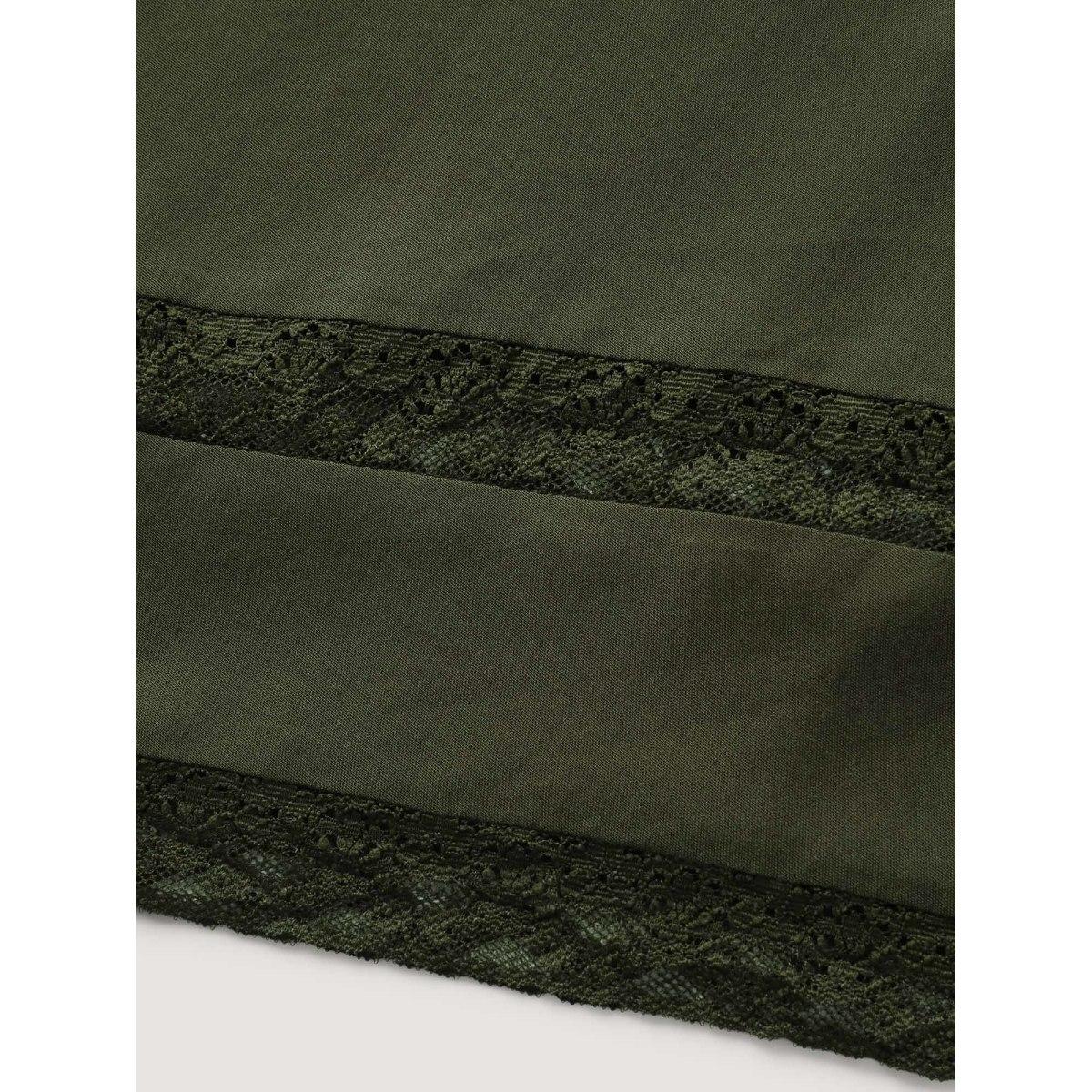 Plus Size Ruffled Lace Hem Wide-Leg Pants Women ArmyGreen Loose Mid Rise Vacation Pants BloomChic 14-16/1X Product Image