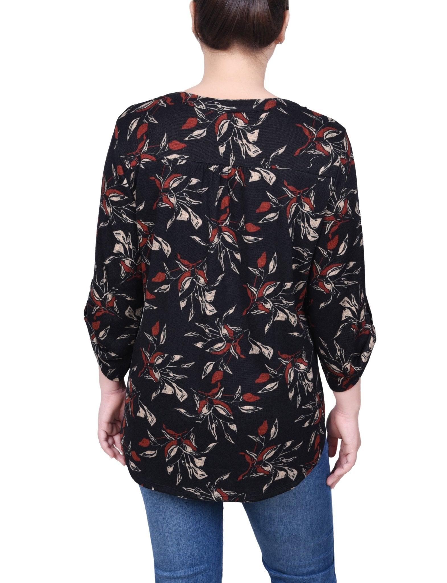 3/4 Length Roll Sleeve Top - Petite Product Image