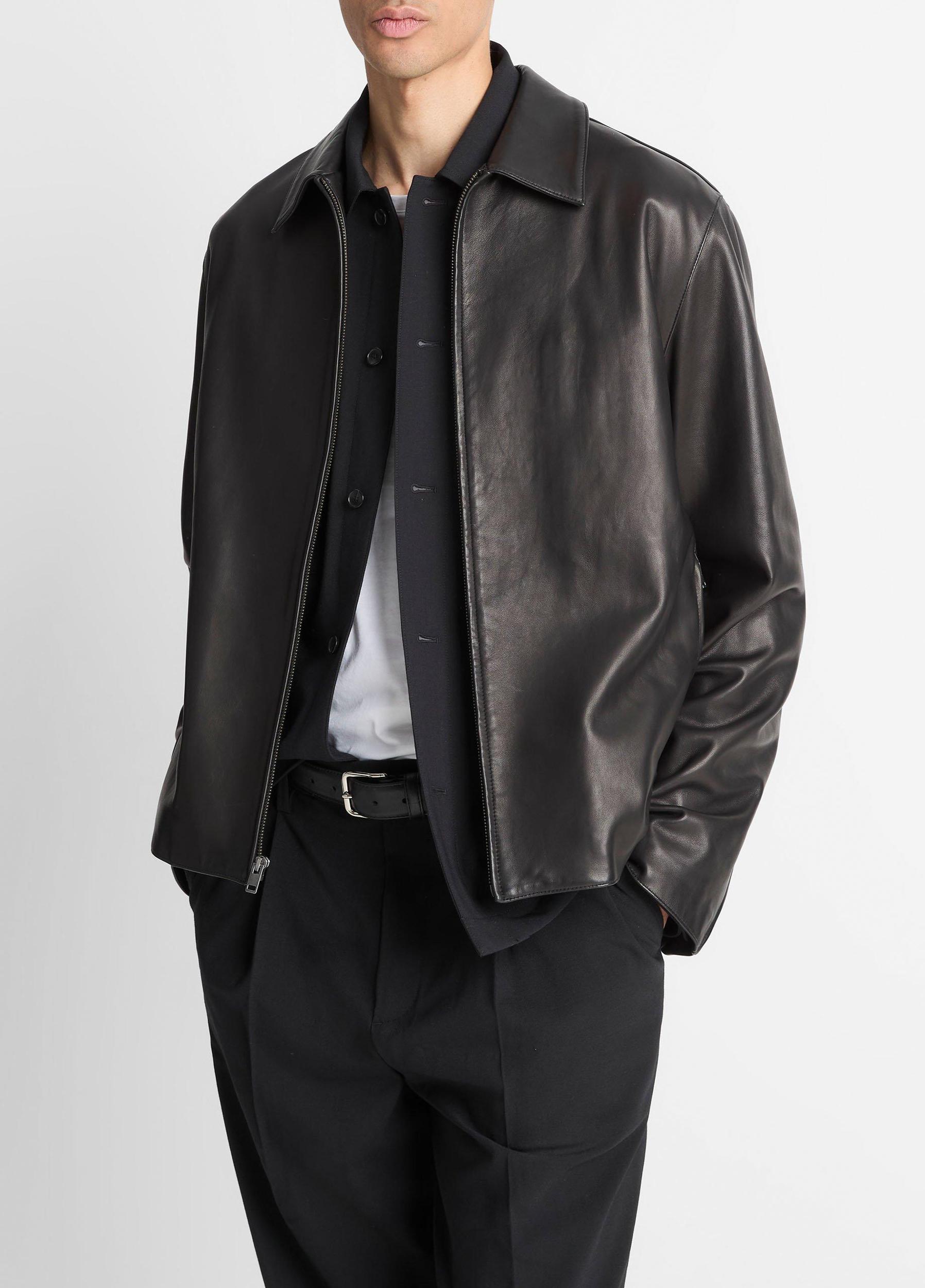Leather Zip-Up Jacket Product Image