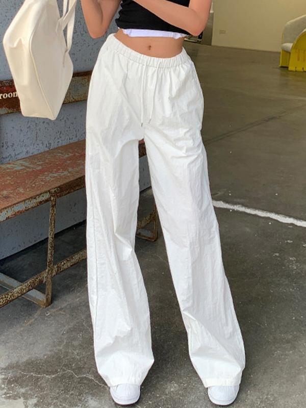 Drawstring Loose Cargo Wide Leg Pants Product Image