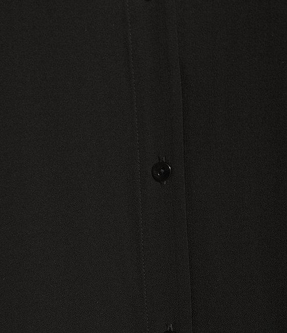 Eileen Fisher Plus Size Silk Georgette Crepe Notch Collar Long Sleeve Button Front Dress Product Image