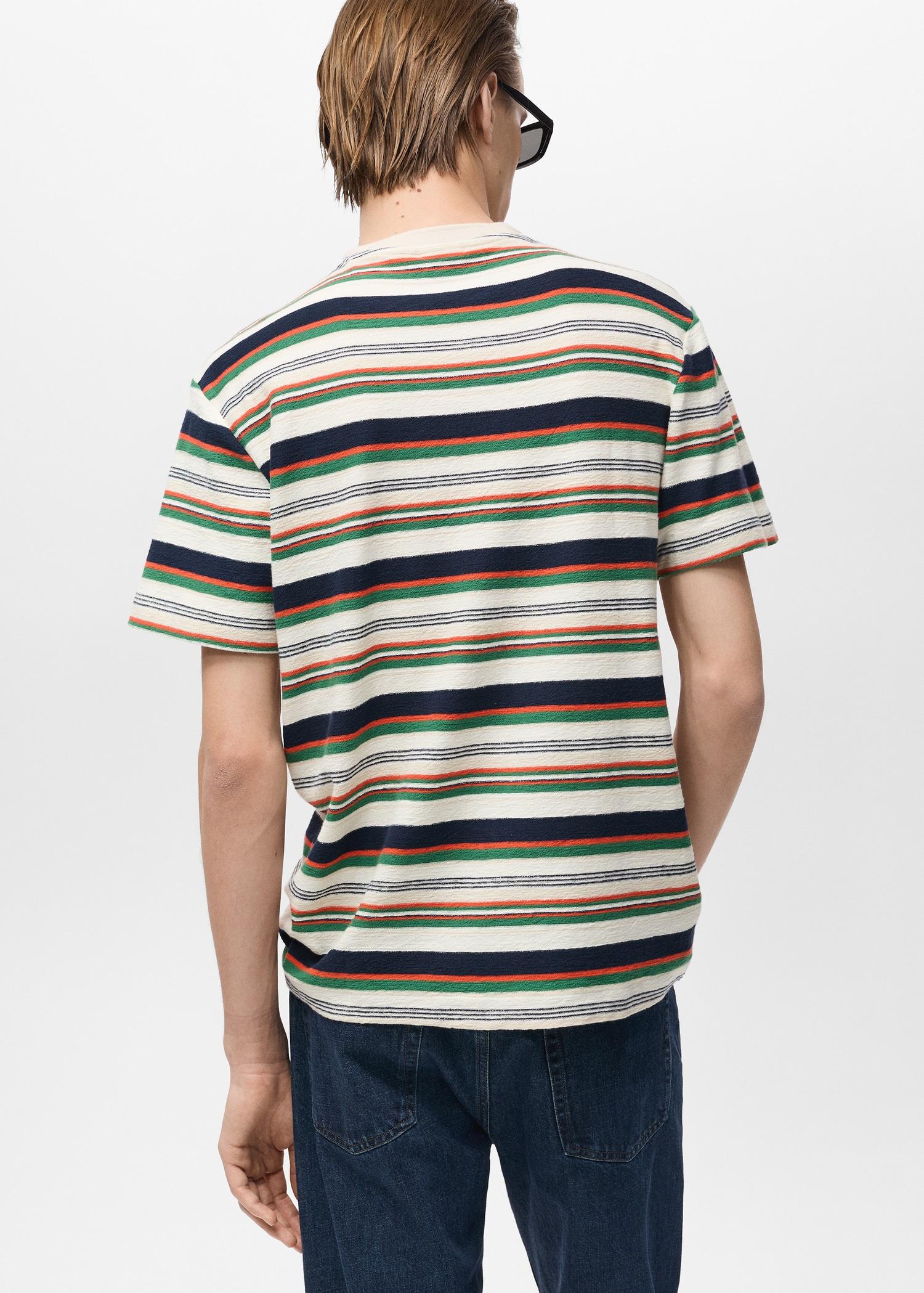 100% cotton regular-fit striped t-shirt - Men | MANGO USA Product Image