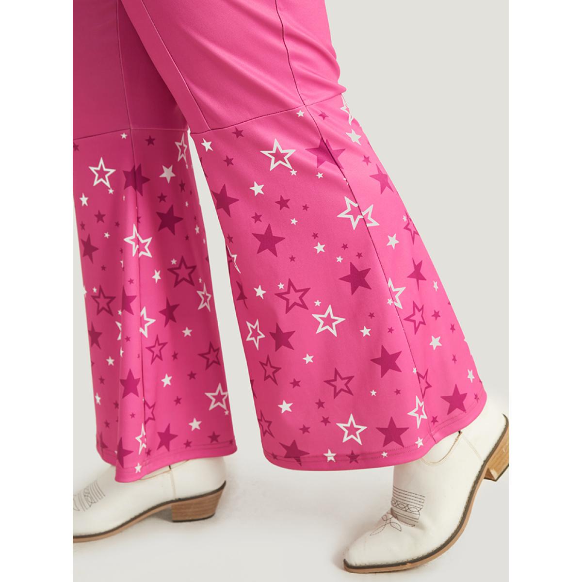 Plus Size Pink Halloween Star Button Up Bootcut Sleeveless Jumpsuit Women Elegant Sleeveless V-neck Festival-Halloween Loose Jumpsuits BloomChic 14-16/1X Product Image