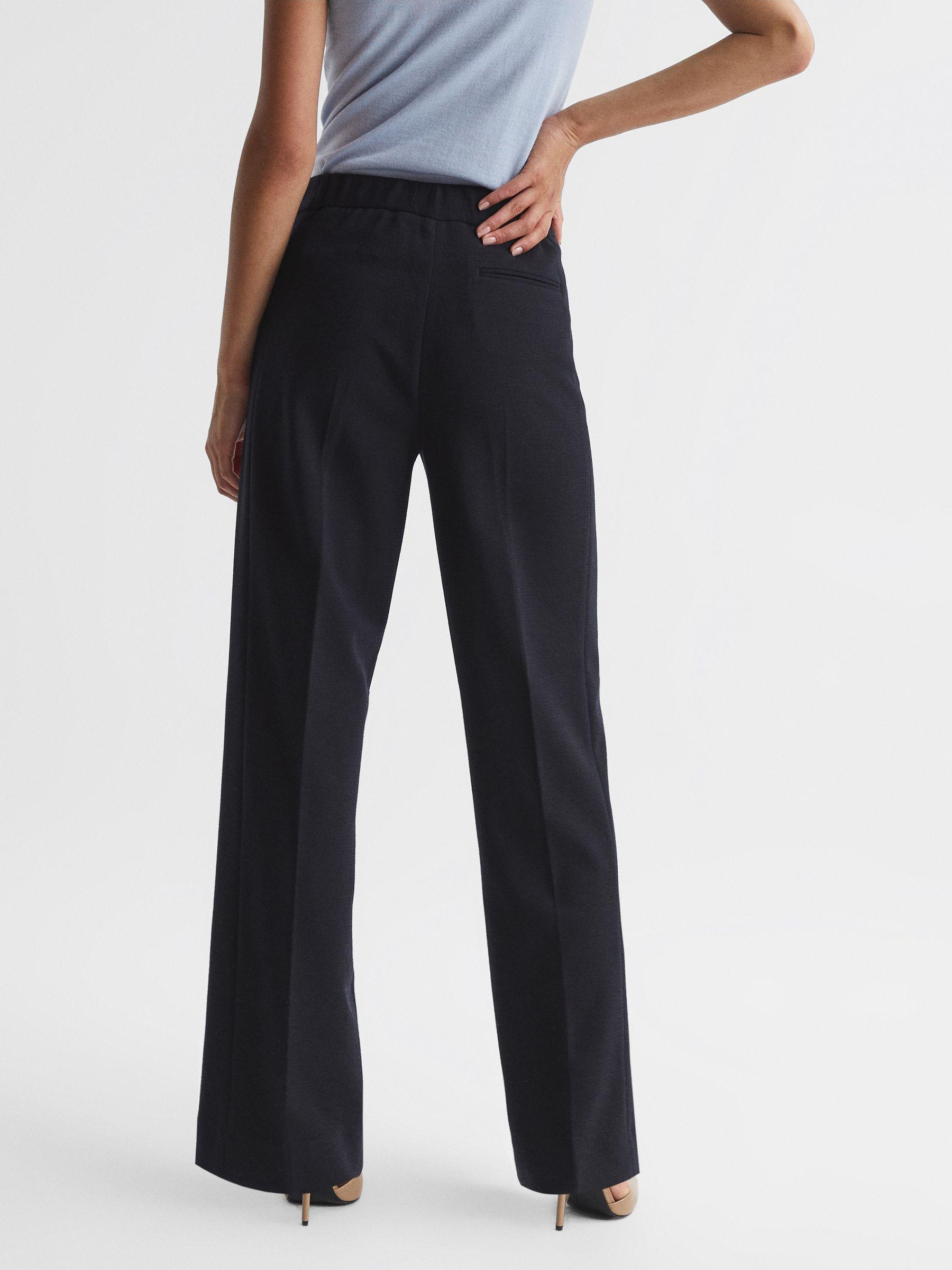 Wool Blend Wide Leg Suit Trousers in Navy Product Image