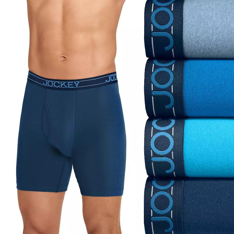 Men's Jockey® 4-Pack Lightweight Cotton Blend 7" Long Leg Boxer Brief,  Product Image