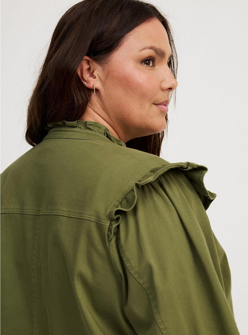 Lightweight Twill Ruffle Utility Jacket Product Image