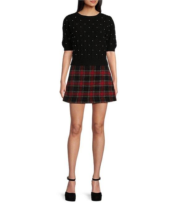 Copper Key Pearled Short Sleeve Sweater Product Image