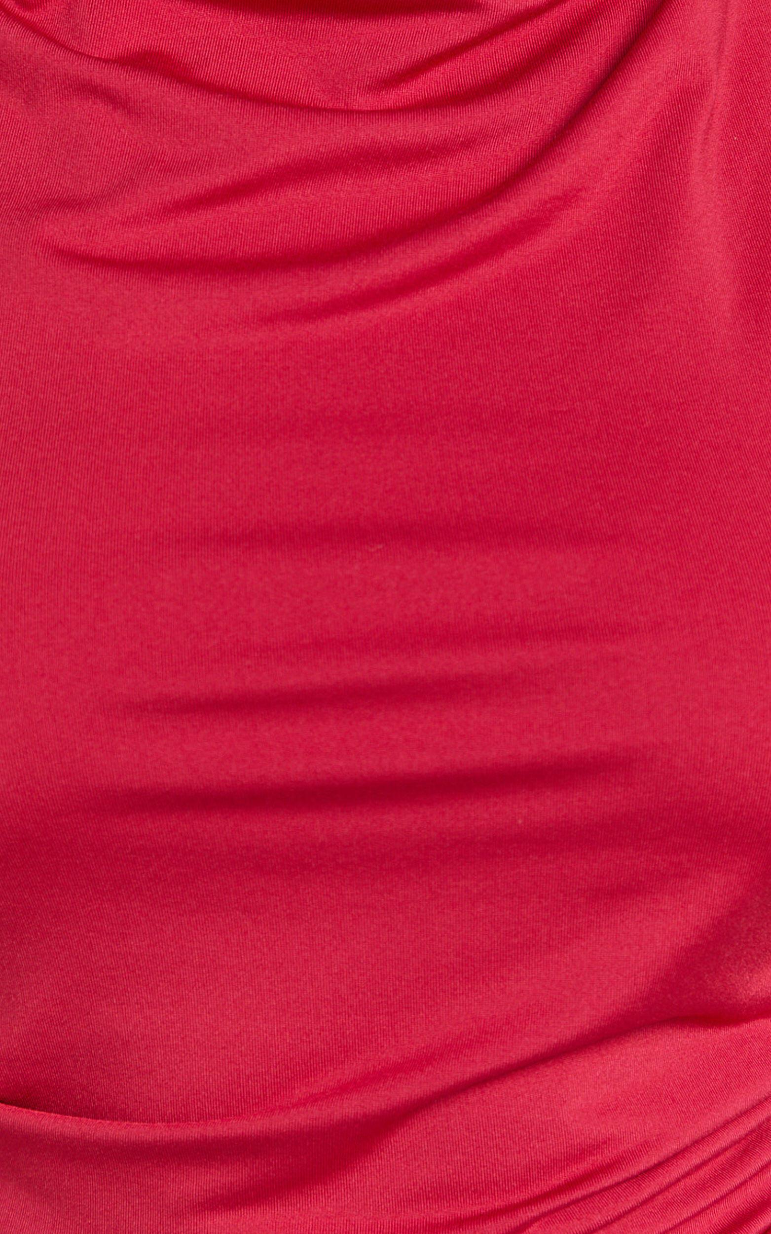 Kimora Top - High Cowl Halter Neck Fitted Top in Red Product Image