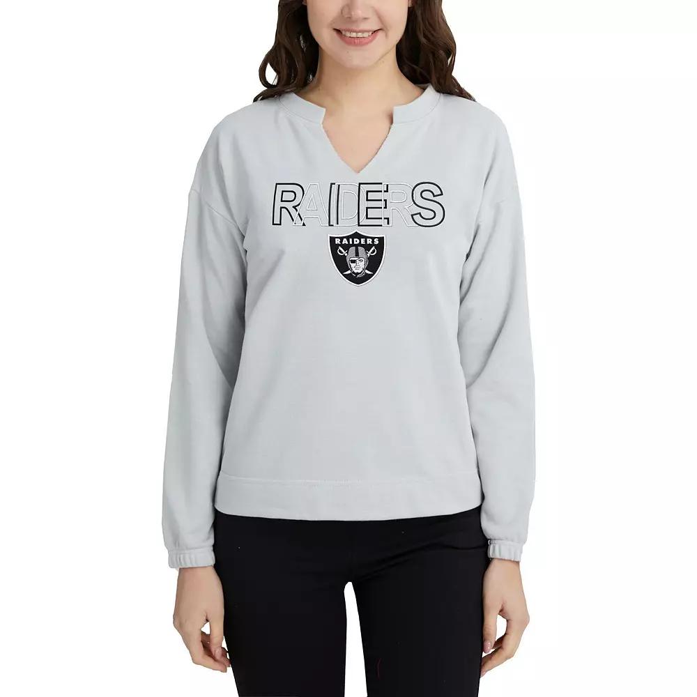 Women's Concepts Sport Gray Las Vegas Raiders Sunray Notch Neck Long Sleeve T-Shirt,  Product Image