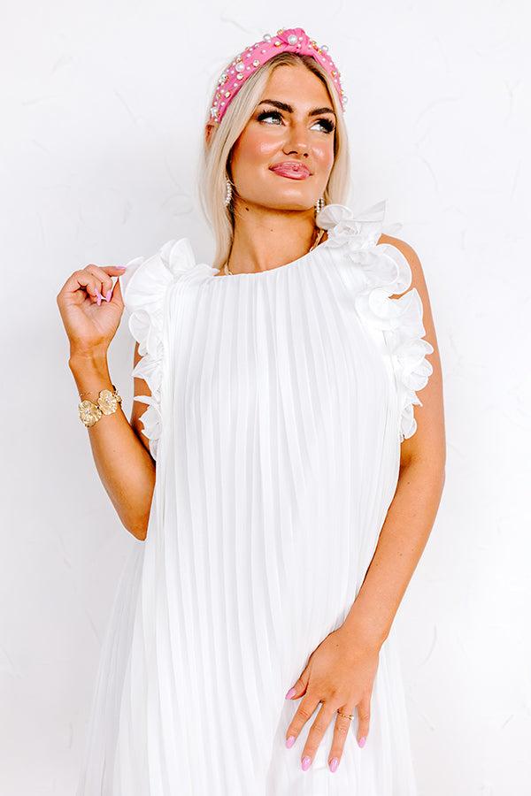 Honeysuckle Dreams Pleated Dress In White Product Image